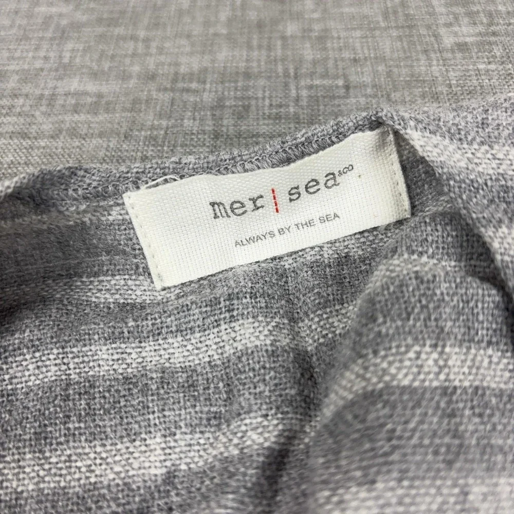 Mer-Sea & Co Womens Gray Striped Open Front Poncho Cardigan Shawl Wrap Coastal